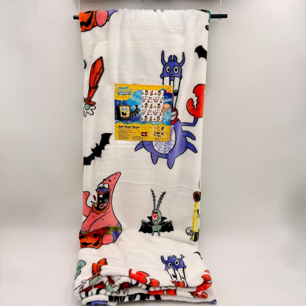 SpongeBob SquarePants Halloween Soft Plush Throw Blanket 50x70 Spooky Characters